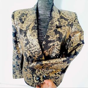 SIMON CHANG WOMEN BLACK GOLD BLAZER VEST 8